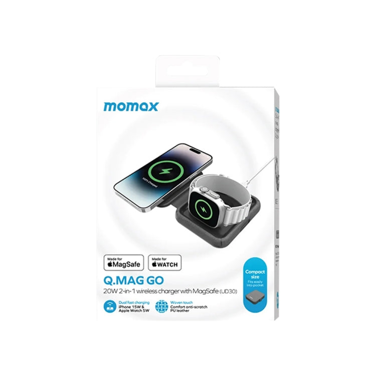 MOMAX UD30 Q.Mag Go 2 in 1 Foldable Magsafe Magnetic Wireless Charger MOMAX UD30 Q.Mag Go 2 in 1 Foldable Magsafe Magnetic Wireless Charger